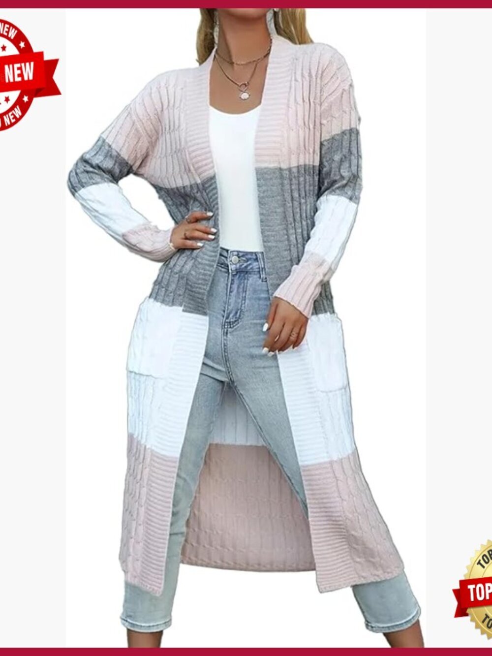 Chunky Cable Knit Long Duster Cardigan Sweater Plus Size